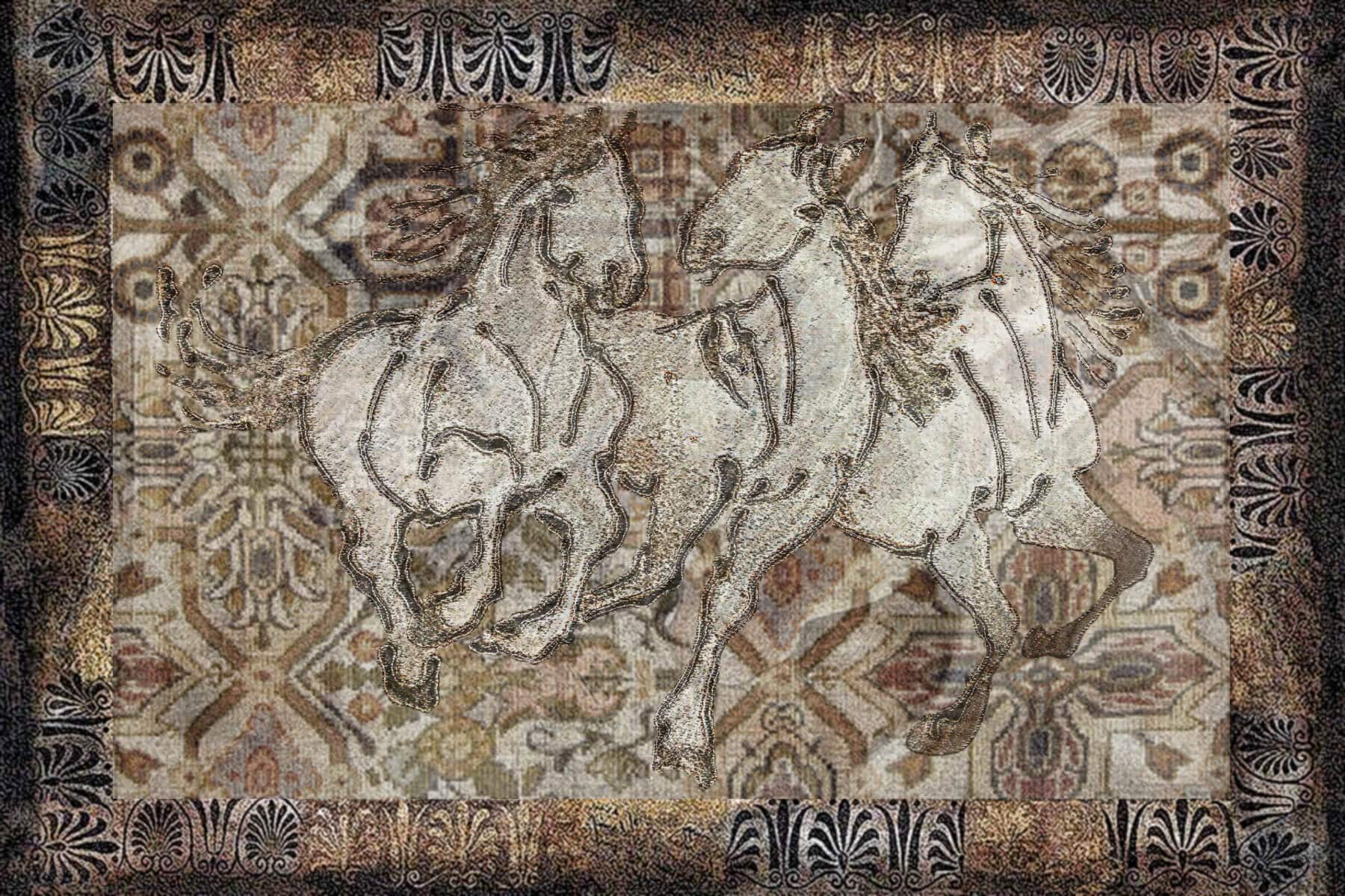 Running horses on a tapestry
